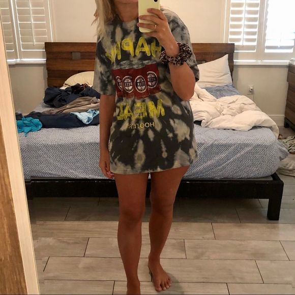 Custom tie-dyed hooters happy meal oversized tee - Picture 2 of 7